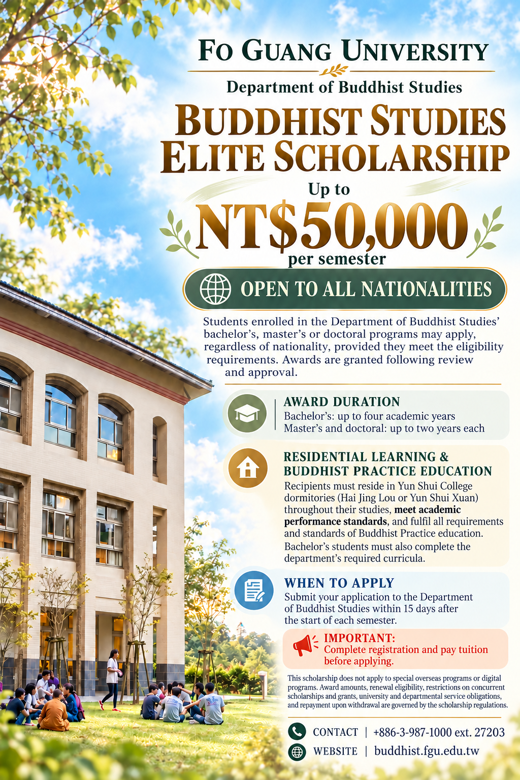 Fo Guang University Scholarship Poster